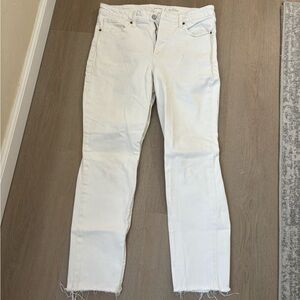 High Rise White Straight Jeans